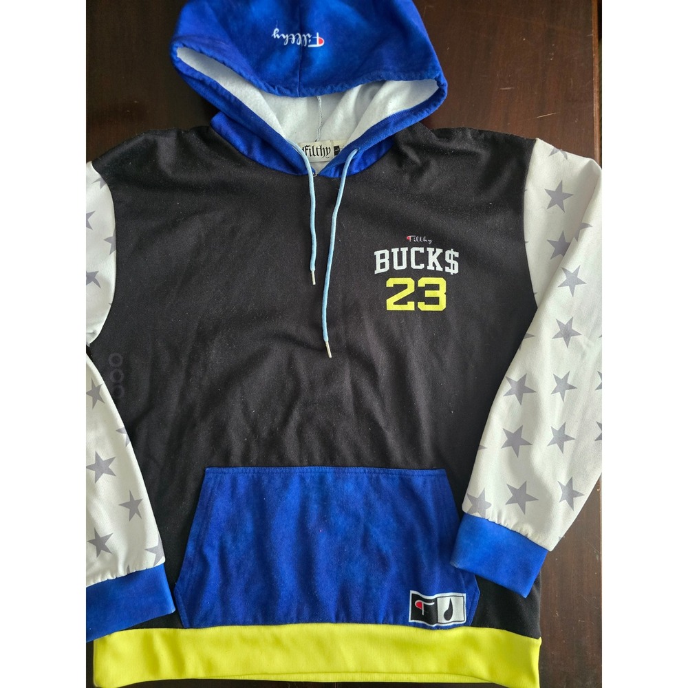 Filthy Dripped Bucks 23 Graphic Hoodie Colorblock Stars Lightning Bolt Men's‎ L
